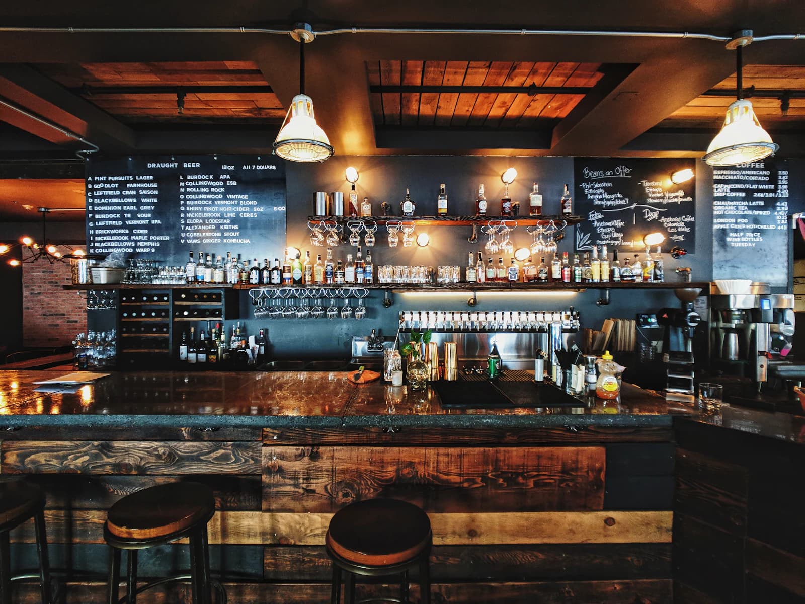 Interior of a Canadian pub with guests at the bar