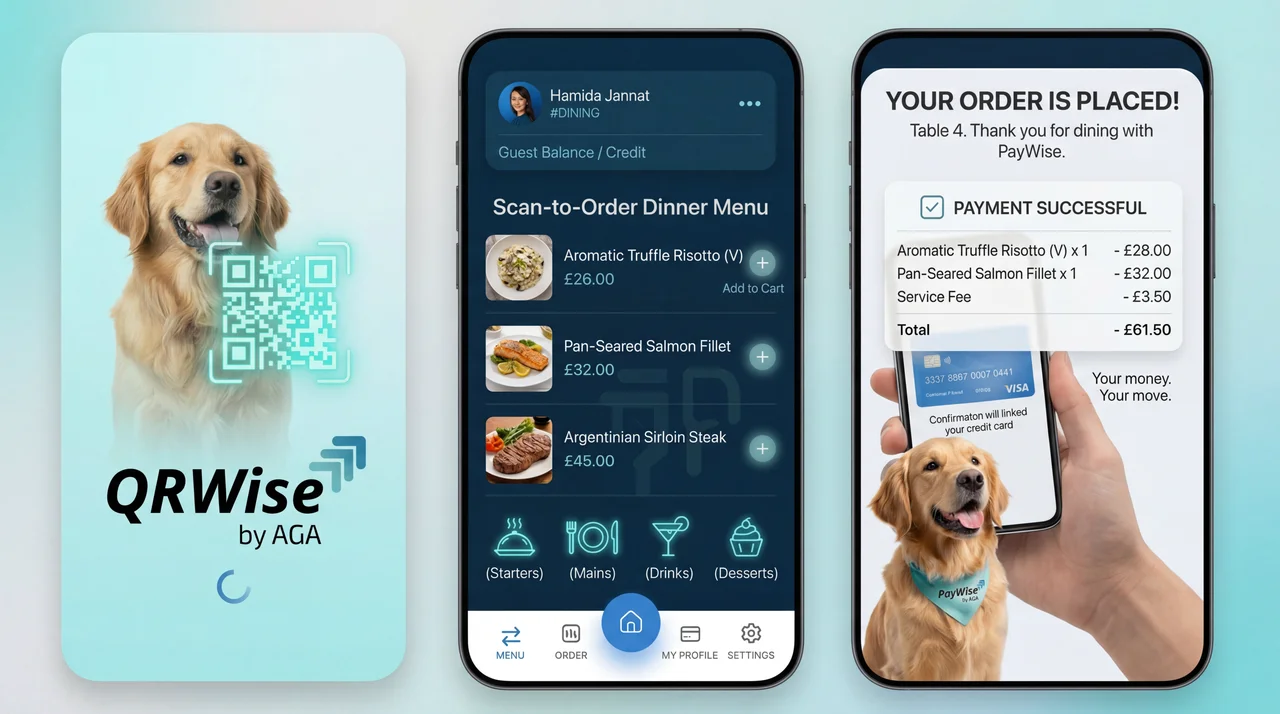 Mobile ordering experience: branded flow from QR scan to payment for restaurant guests